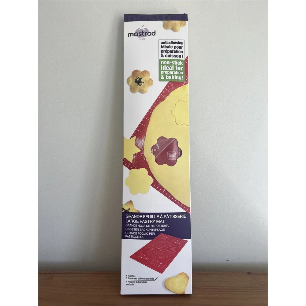Mastrad Paris Pastry Mat Large Flexible Non Stick Red Silicone Baking Cookies